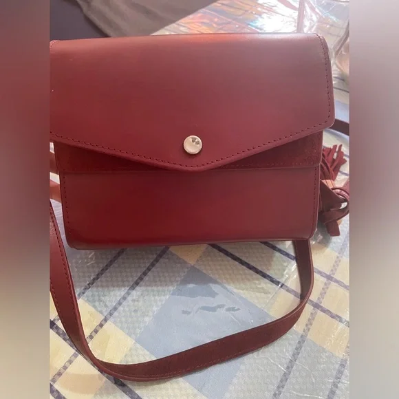 Elizabeth And James Eloise Field Bag Plum Tassle Leather Suede - Picture 13 of 16